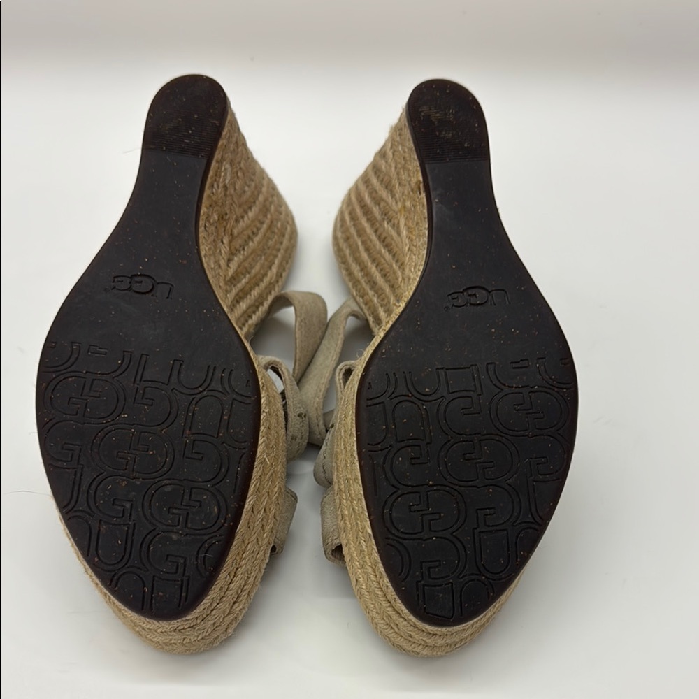 UGG Tan Suede Espadrille Wedge Sandals - Picture 10 of 11